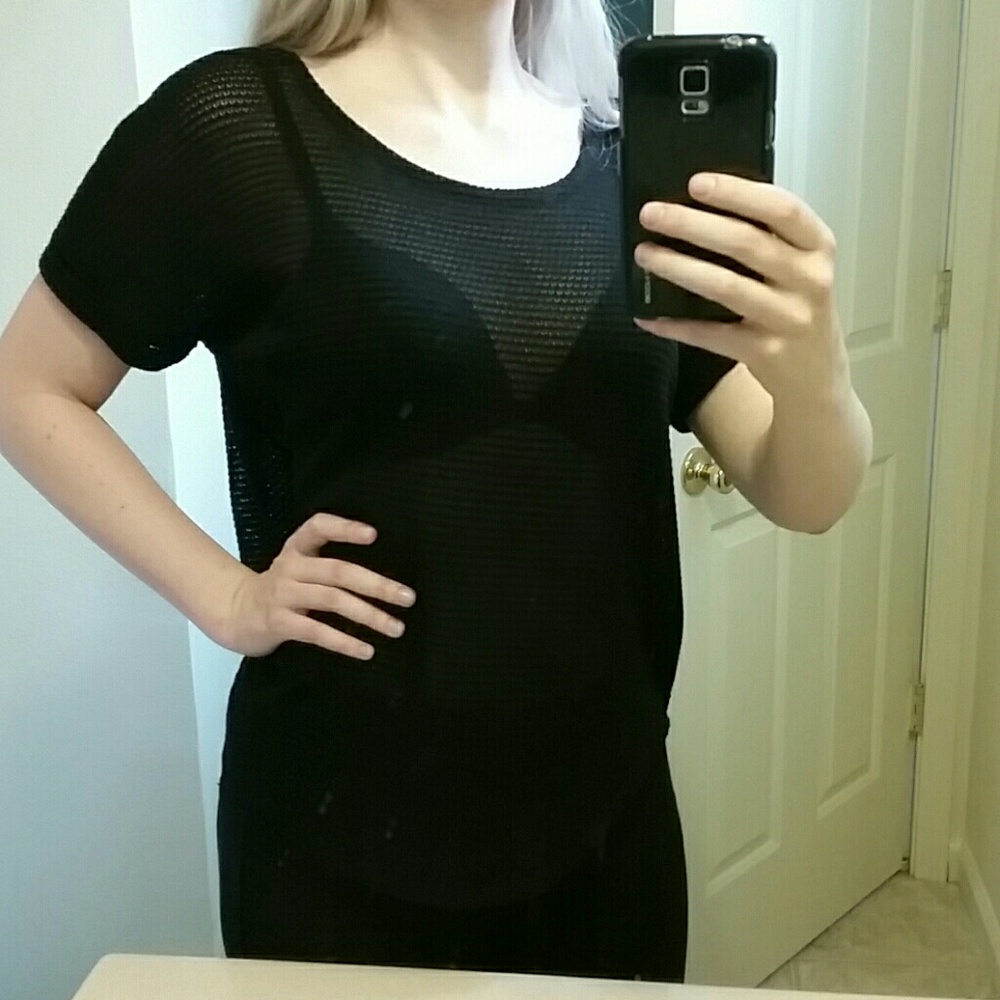 See through loose knit top